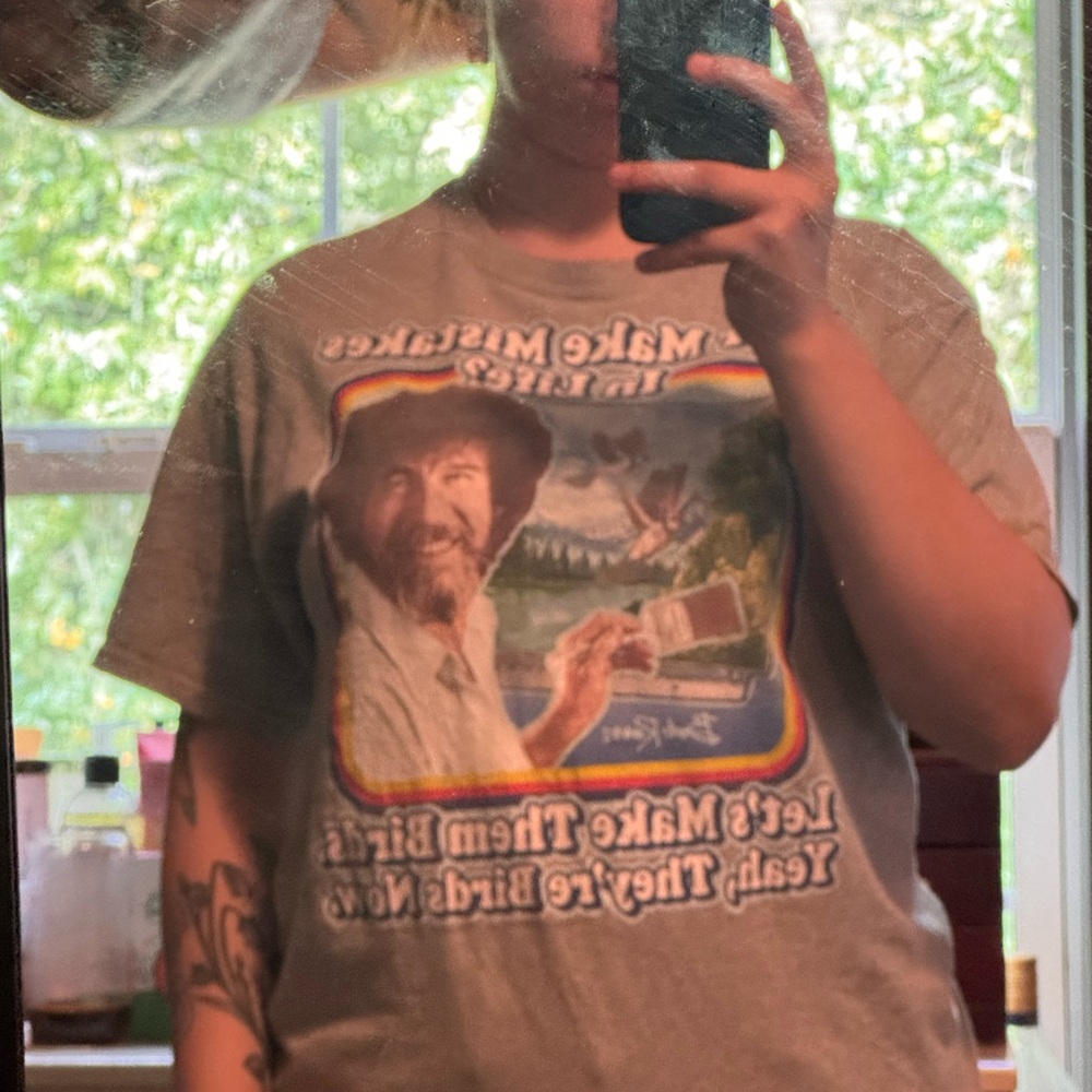 Gray Graphic T-Shirt bob Ross